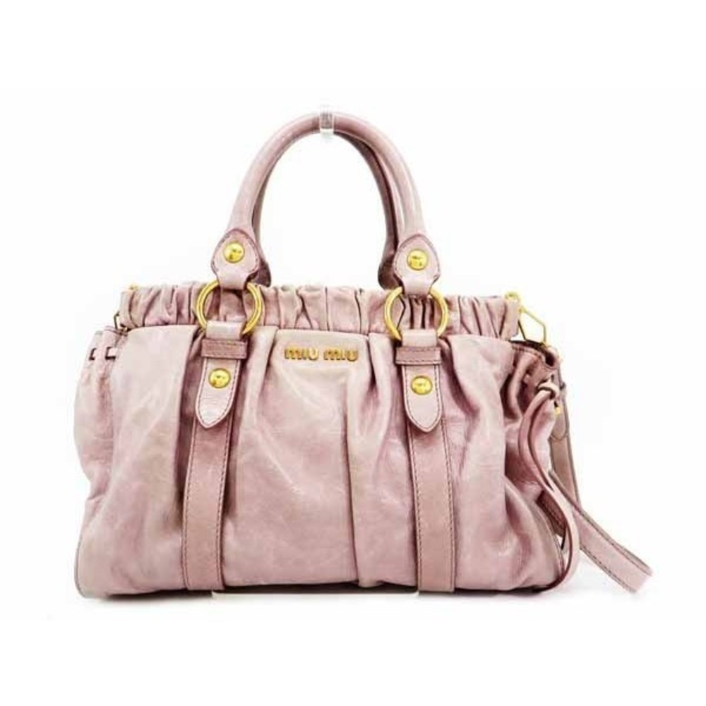 Miu Miu Vitello Leather 2WAY Handbag Pink